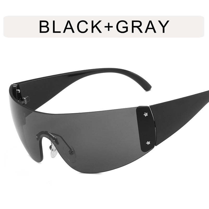 Wholesale Frameless One-Piece Sports Cut Edge PC Women's Sunglasses